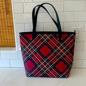 Talbots plaid tote. Navy & red plaid. Used only twice. Excellent condition.